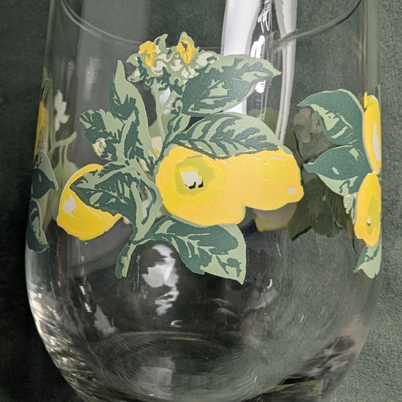 Steamless Glass Lemon Citrus Fruit Wine Juice Water Glasses. Garden Party - Picture 14 of 14